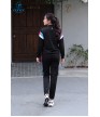 Bộ nỉ thể thao nữ ADB-174-08-01 Đen phối trắng